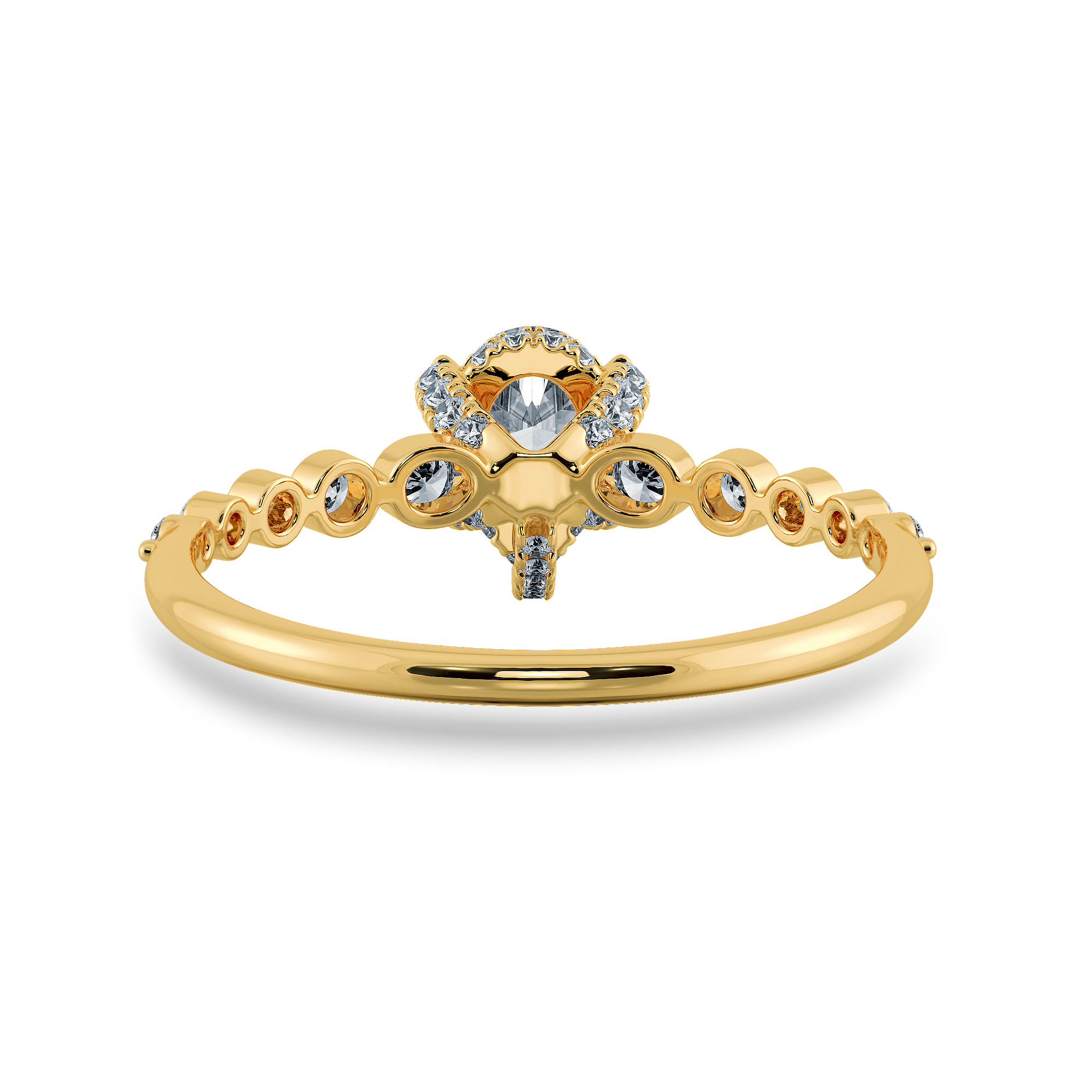 0.30cts. Pear Cut Solitaire Halo Diamond Accents 18K Yellow Gold Ring JL AU 2009Y   Jewelove.US