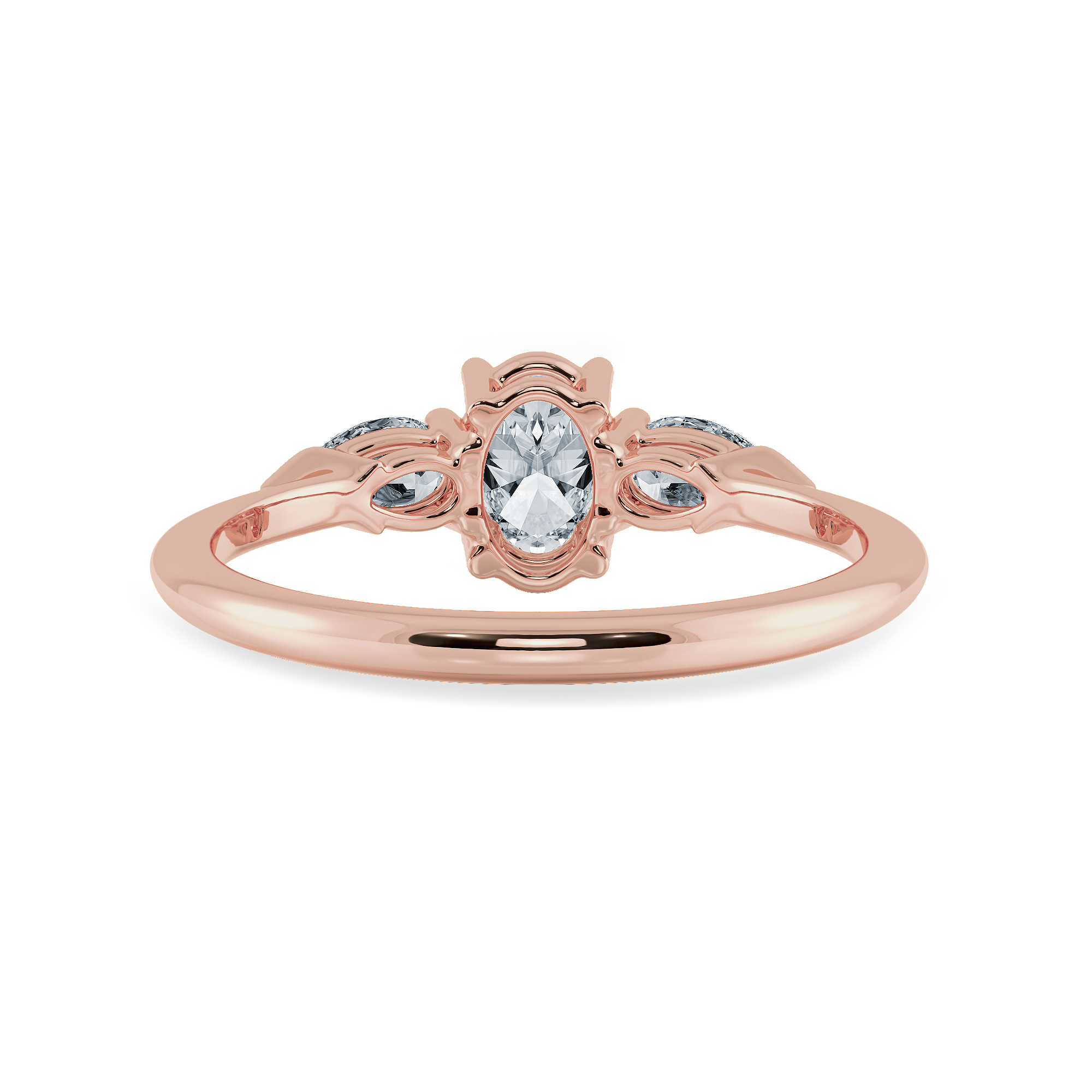 0.50cts. Oval Cut Solitaire with Pear Cut Diamond Accents 18K Rose Gold Ring JL AU 1206R-A   Jewelove.US