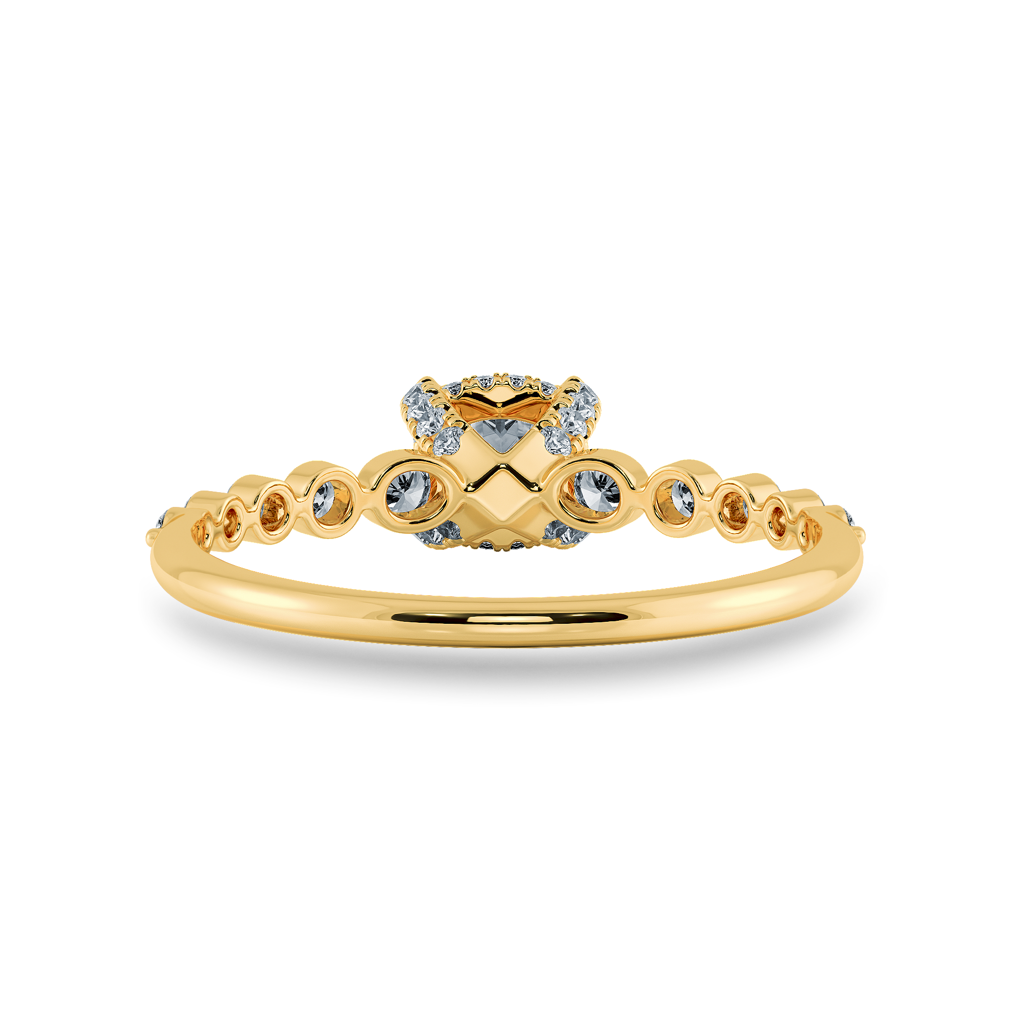 0.50cts. Cushion Cut Solitaire Halo Diamond Accents 18K Yellow Gold Ring JL AU 2005Y-A   Jewelove.US