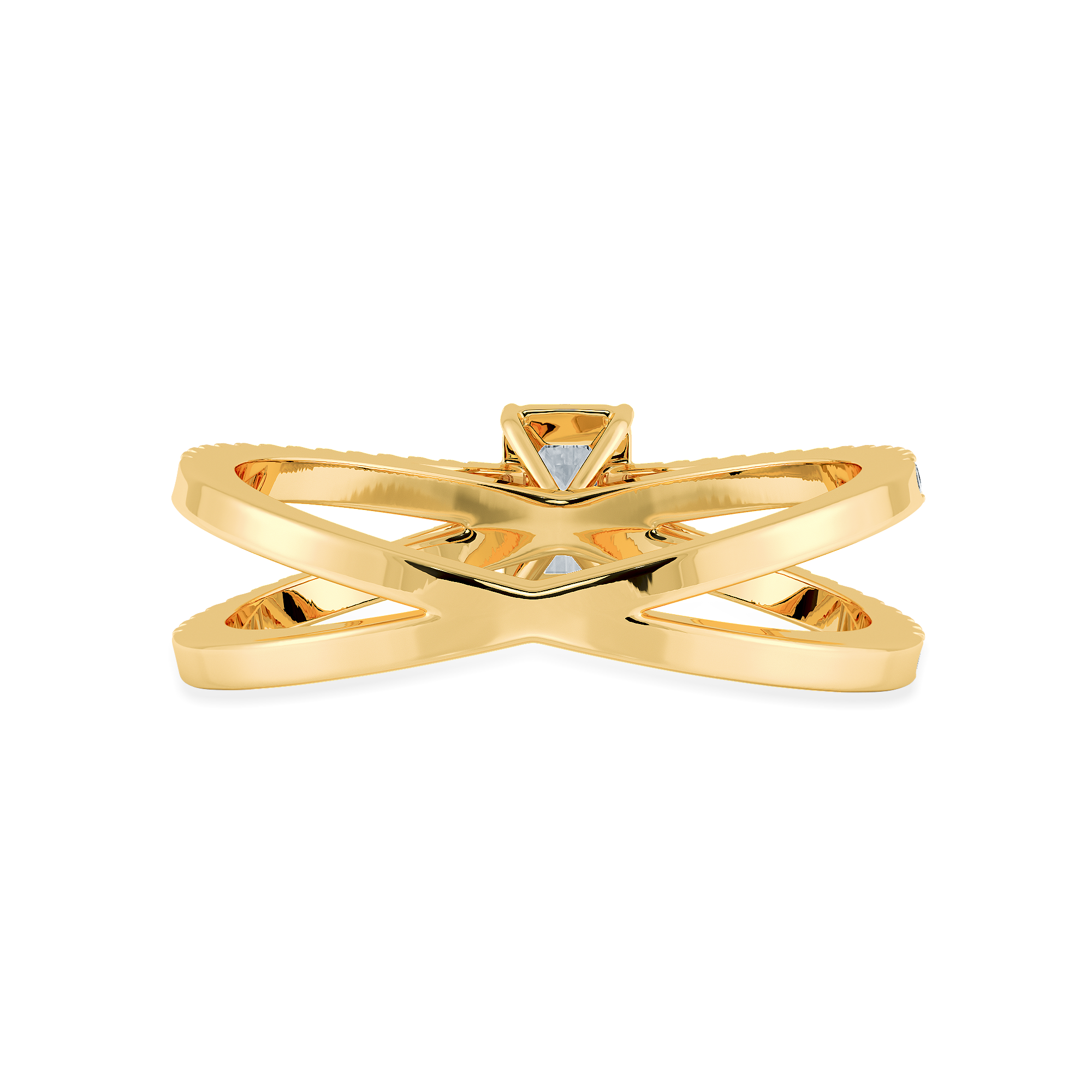 0.50cts. Emerald Cut Solitaire Diamond Split Shank 18K Yellow Gold Ring JL AU 1172Y-A   Jewelove.US