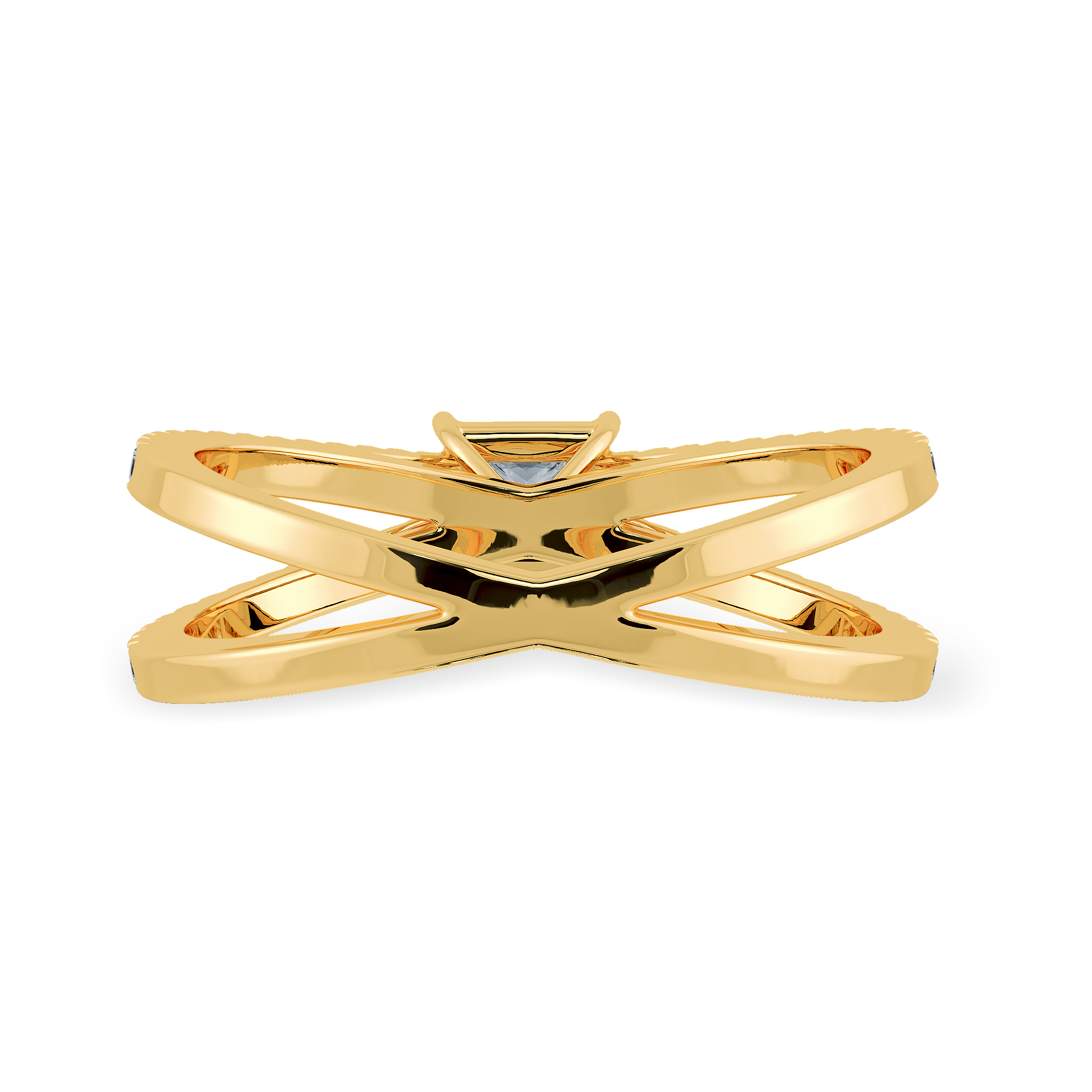 0.70cts. Princess Cut Solitaire Diamond Split Shank 18K Yellow Gold Ring JL AU 1170Y-B   Jewelove.US