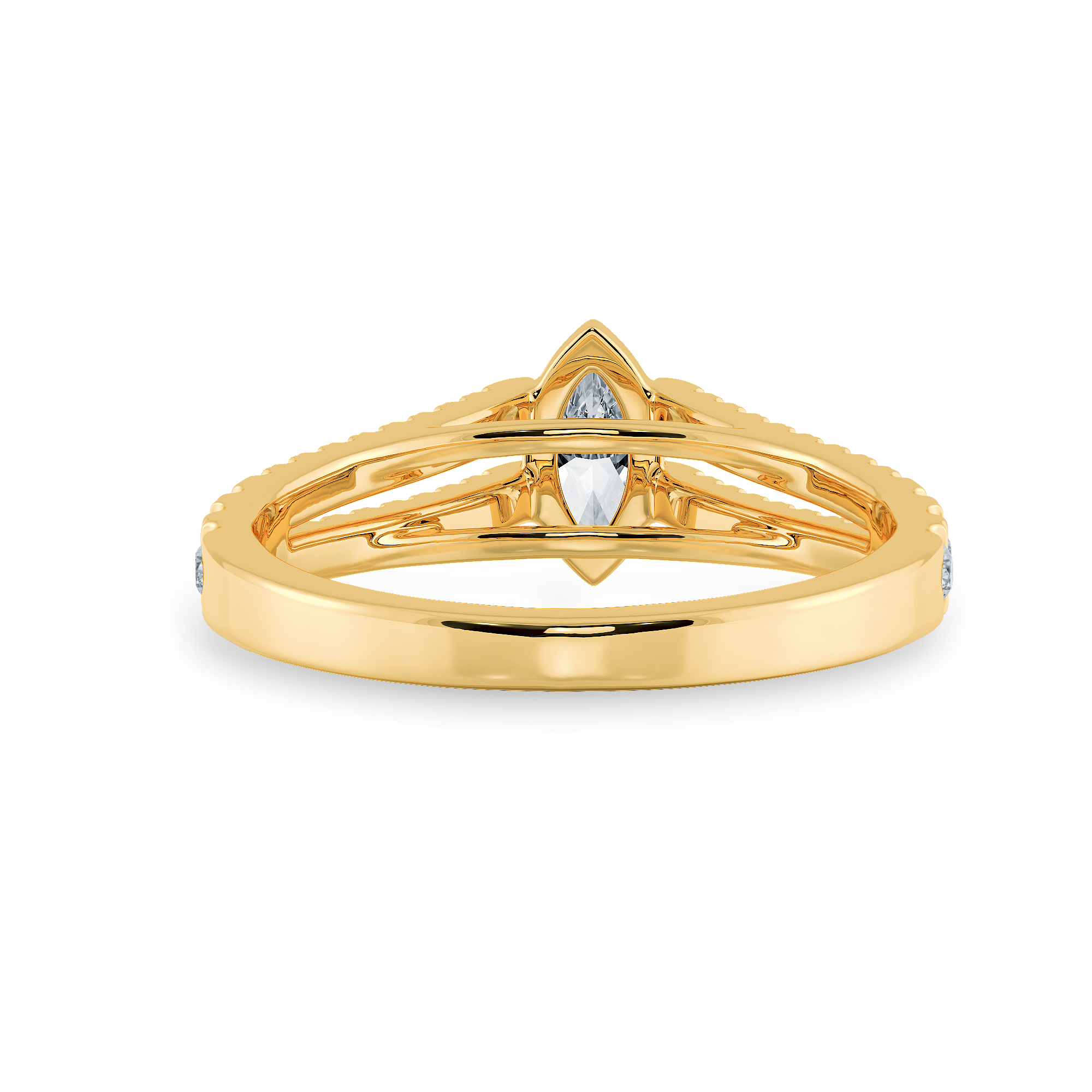 70-Pointer Marquise Cut Solitaire Diamond Split Shank 18K Yellow Gold Ring JL AU 1184Y-B   Jewelove.US
