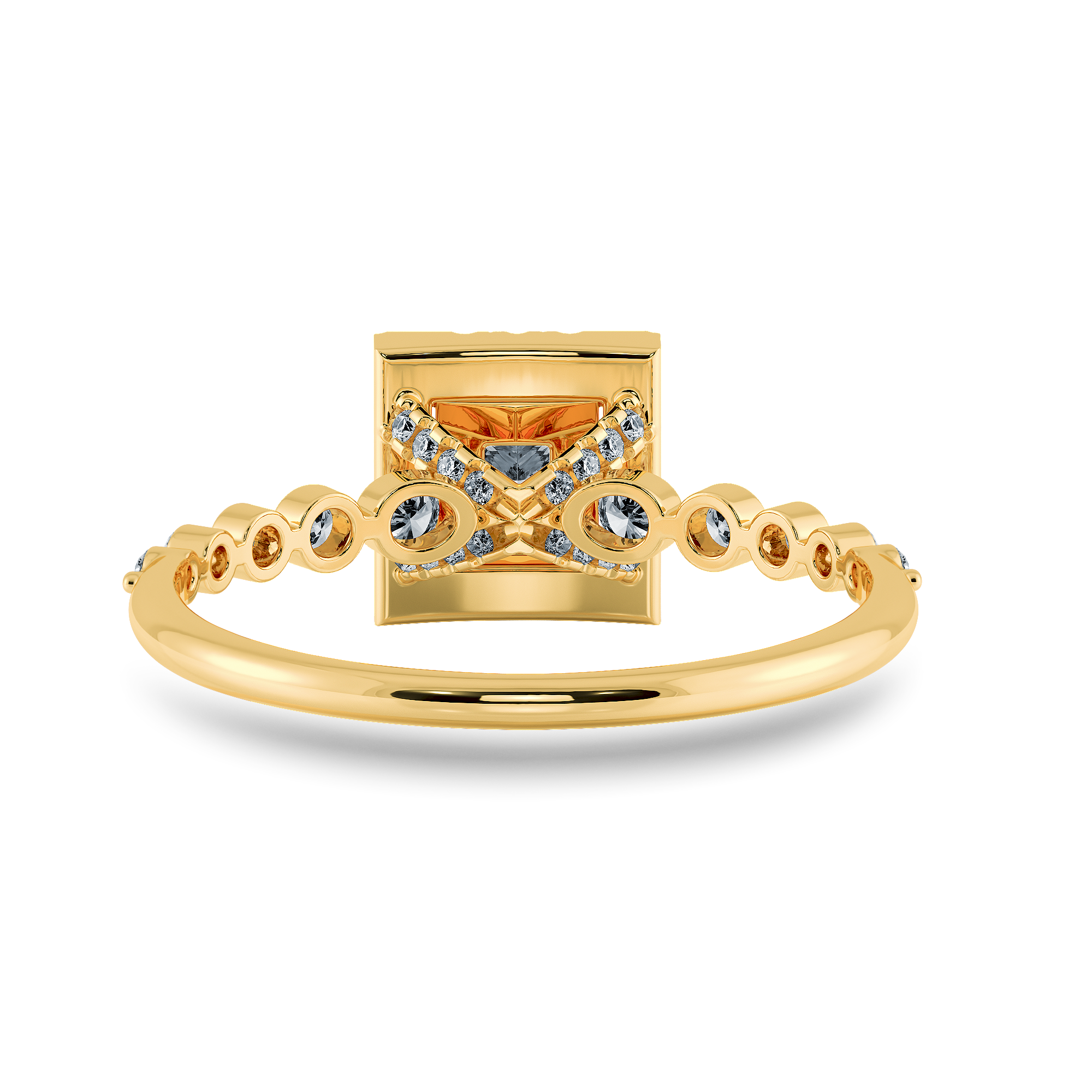 0.30cts. Princess Cut Solitaire Halo Diamond Accents 18K Yellow Gold Ring JL AU 2003Y   Jewelove.US
