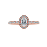 Load image into Gallery viewer, 0.70cts. Oval Cut Solitaire Halo Diamond Shank 18K Rose Gold Ring JL AU 1199R-B   Jewelove.US

