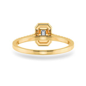 0.30cts. Emerald Cut Solitaire Halo Diamond Shank 18K Yellow Gold Ring JL AU 1197Y   Jewelove.US