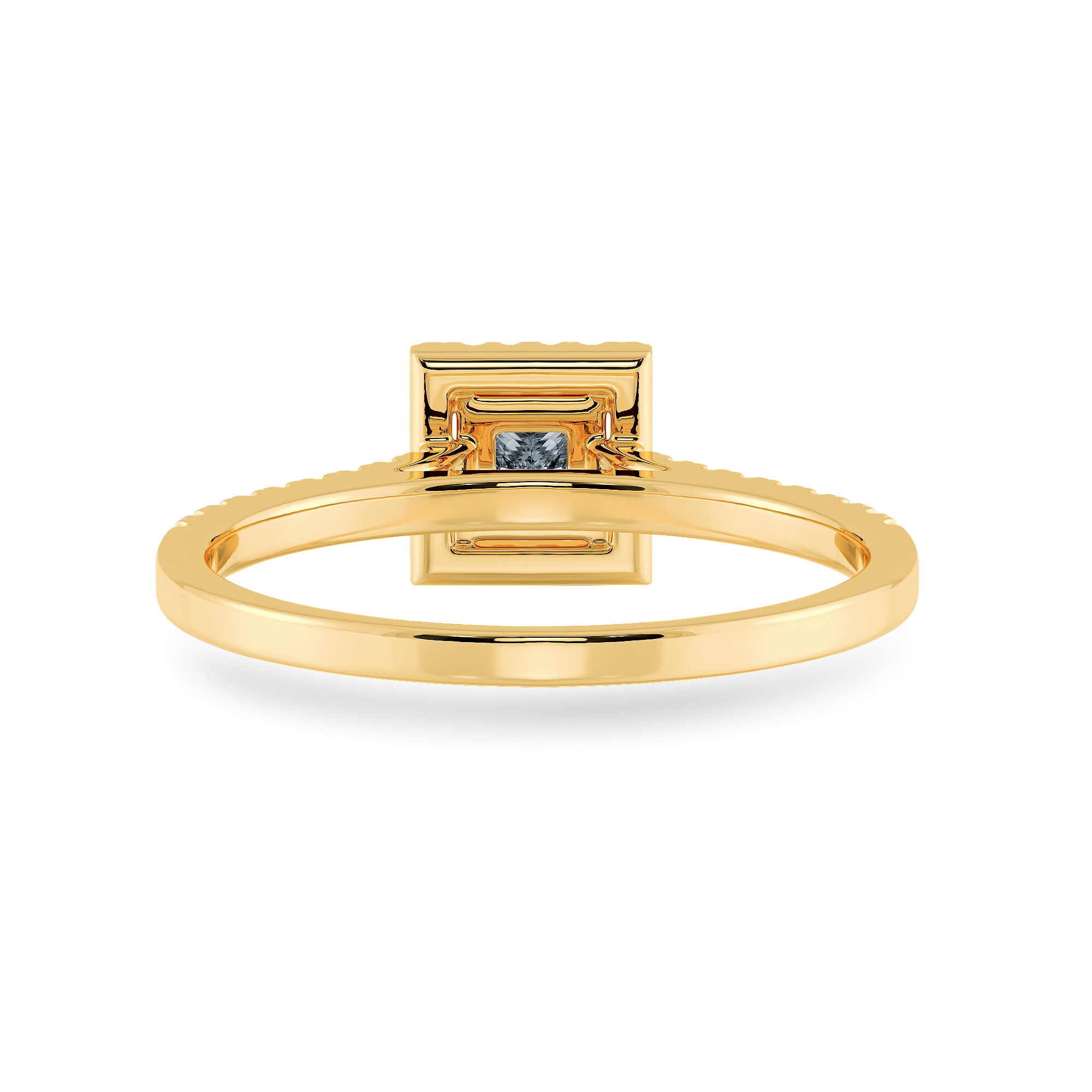 0.20cts. Princess Cut Solitaire Diamond Square Halo Shank 18K Yellow Gold Ring JL AU 1194Y-C   Jewelove.US