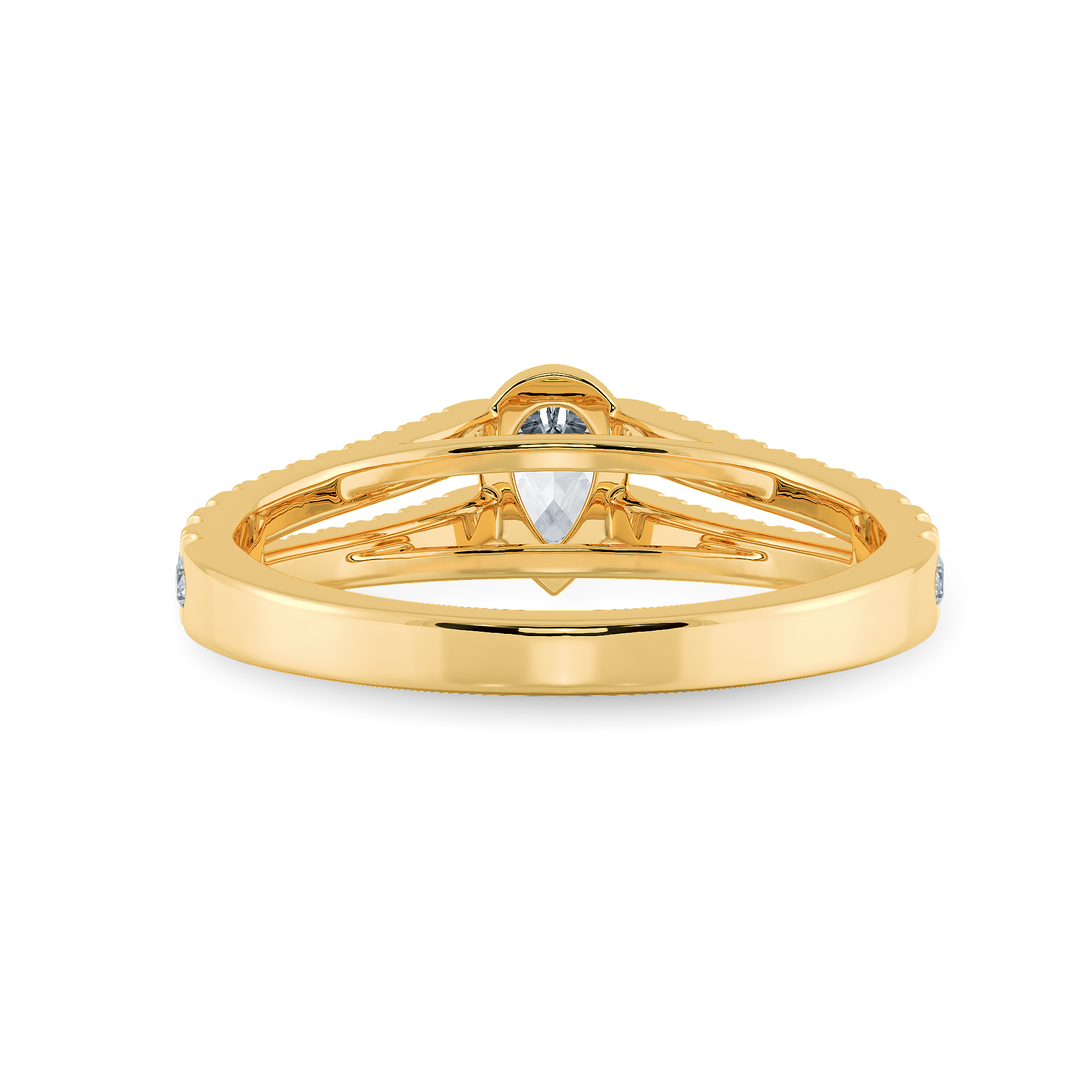 0.30ts. Pear Cut Solitaire Diamond Split Shank 18K Yellow Gold Ring JL AU 1183Y   Jewelove.US