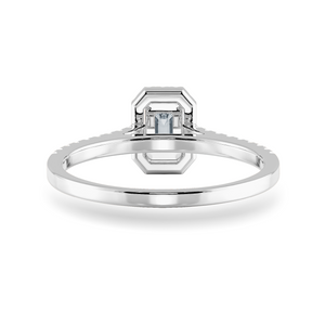 0.50cts Emerald Cut Solitaire Halo Diamond Shank Platinum Ring JL PT 1197-A   Jewelove.US