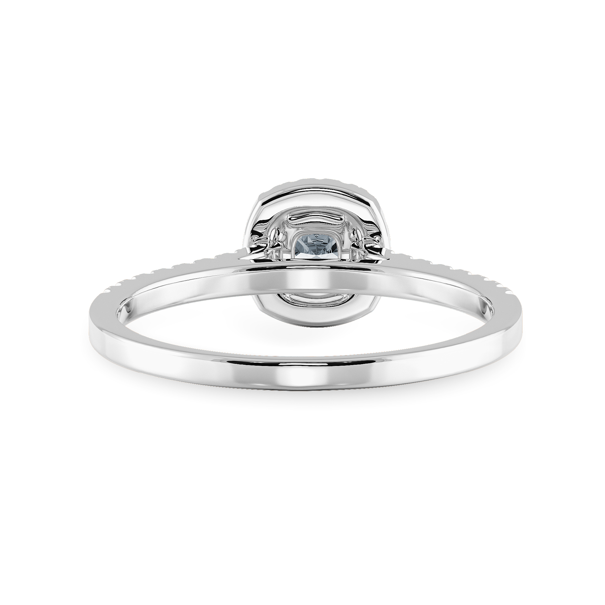 0.30cts. Cushion Cut Solitaire Diamond Halo Shank Platinum Engagement Ring JL PT 1195-B   Jewelove.US