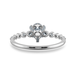 0.30cts Pear Cut Solitaire Halo Diamond Accents Platinum Ring JL PT 2009   Jewelove.US