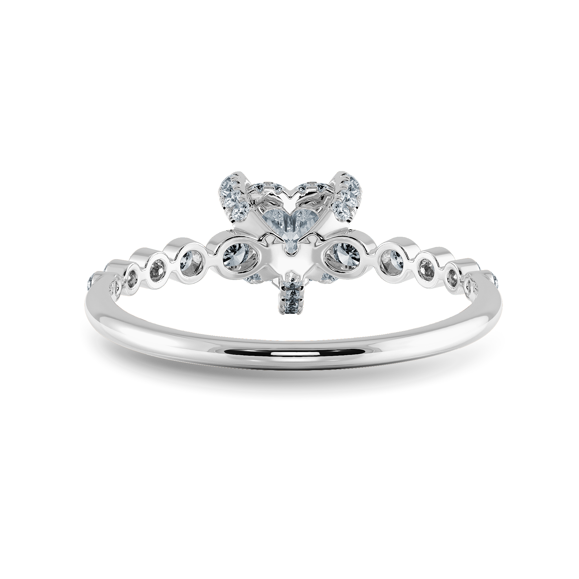 0.50cts Heart Cut Solitaire Halo Diamond Accents Platinum Ring JL PT 2007-A   Jewelove.US