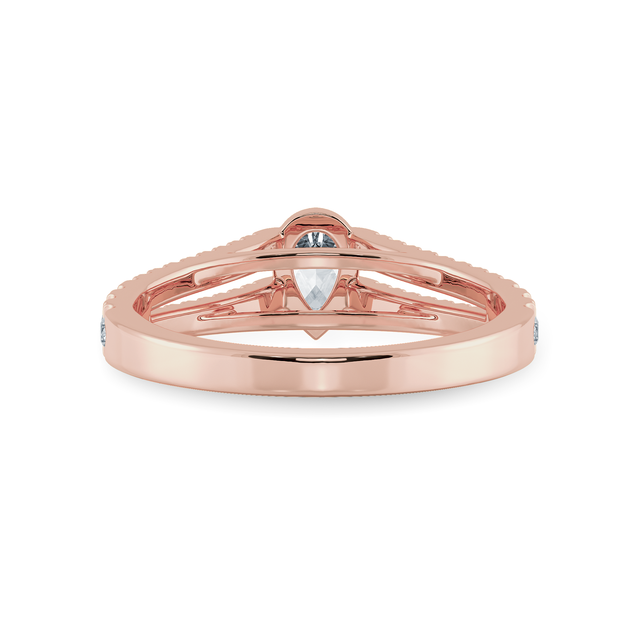 0.50cts. Pear Cut Solitaire Diamond Split Shank 18K Rose Gold Ring JL AU 1183R-A   Jewelove.US