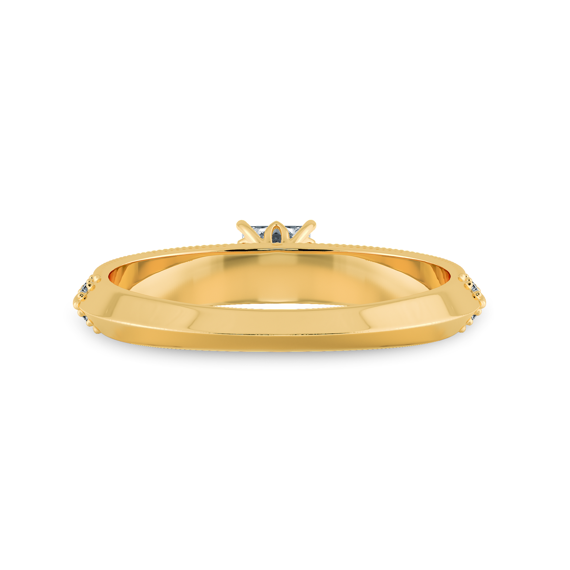 0.50cts. Princess Cut Solitaire Diamond Split Shank 18K Yellow Gold Ring JL AU 1186Y-A   Jewelove.US