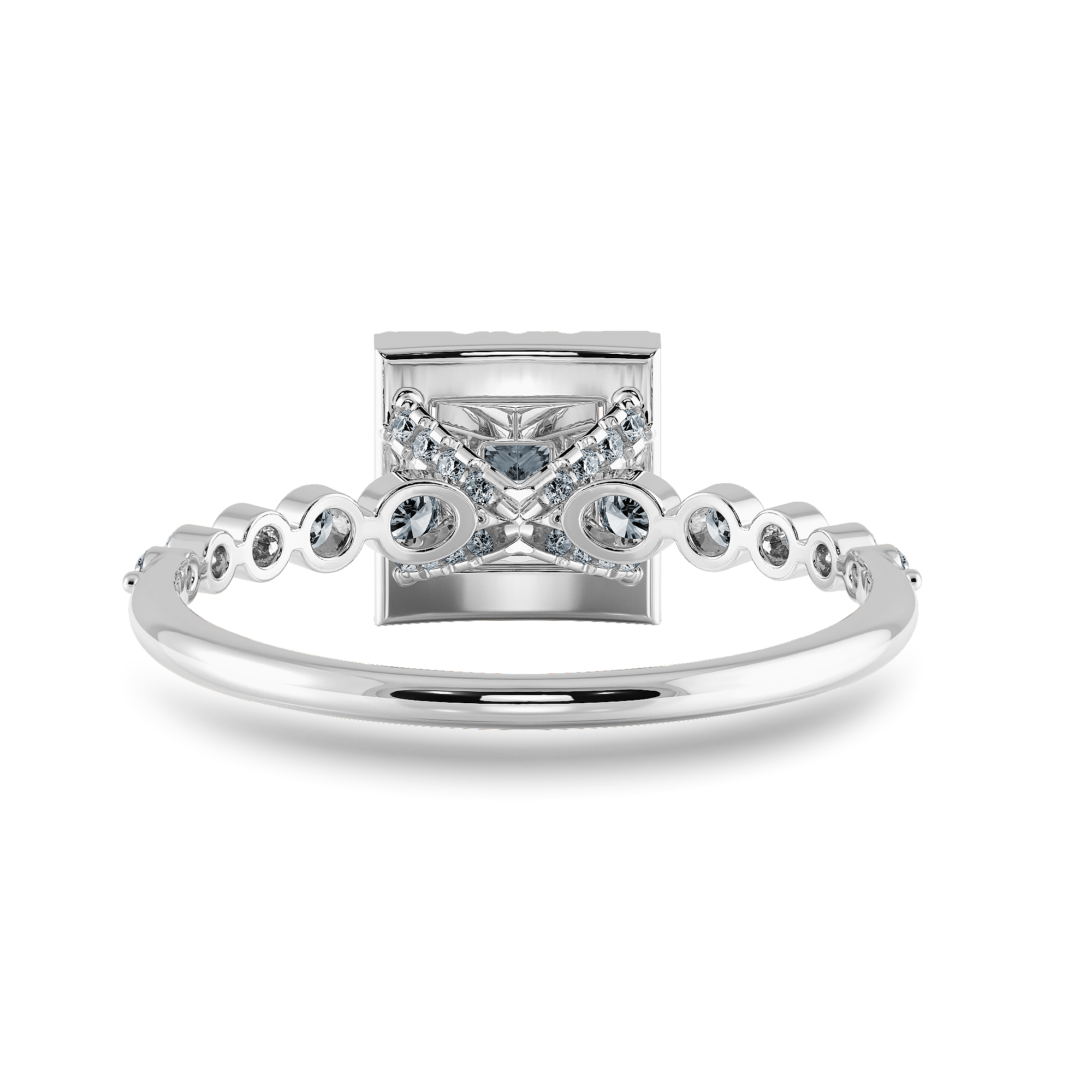 0.70cts Princess Cut Solitaire Halo Diamond Accents Platinum Ring JL PT 2003-B   Jewelove.US