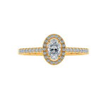 Load image into Gallery viewer, 0.50cts. Oval Cut Solitaire Halo Diamond Shank 18K Yellow Gold Ring JL AU 1199Y-A   Jewelove.US
