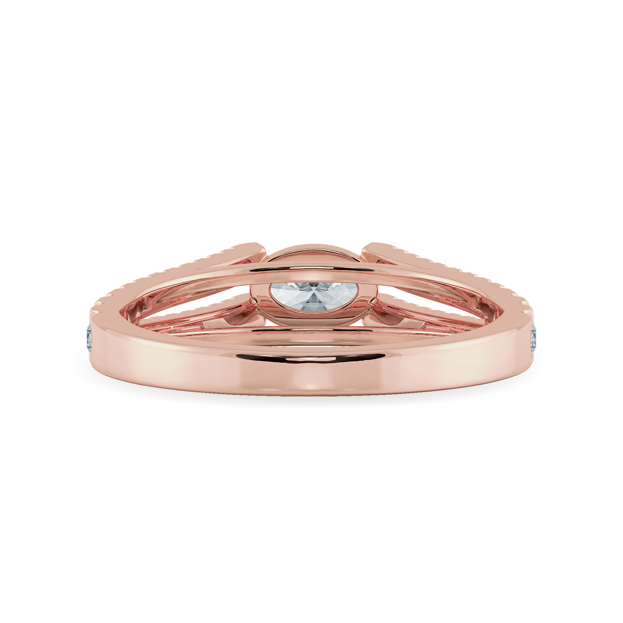 0.70cts. Oval Cut Solitaire Diamond Split Shank 18K Rose Gold Ring JL AU 1182R-B   Jewelove.US