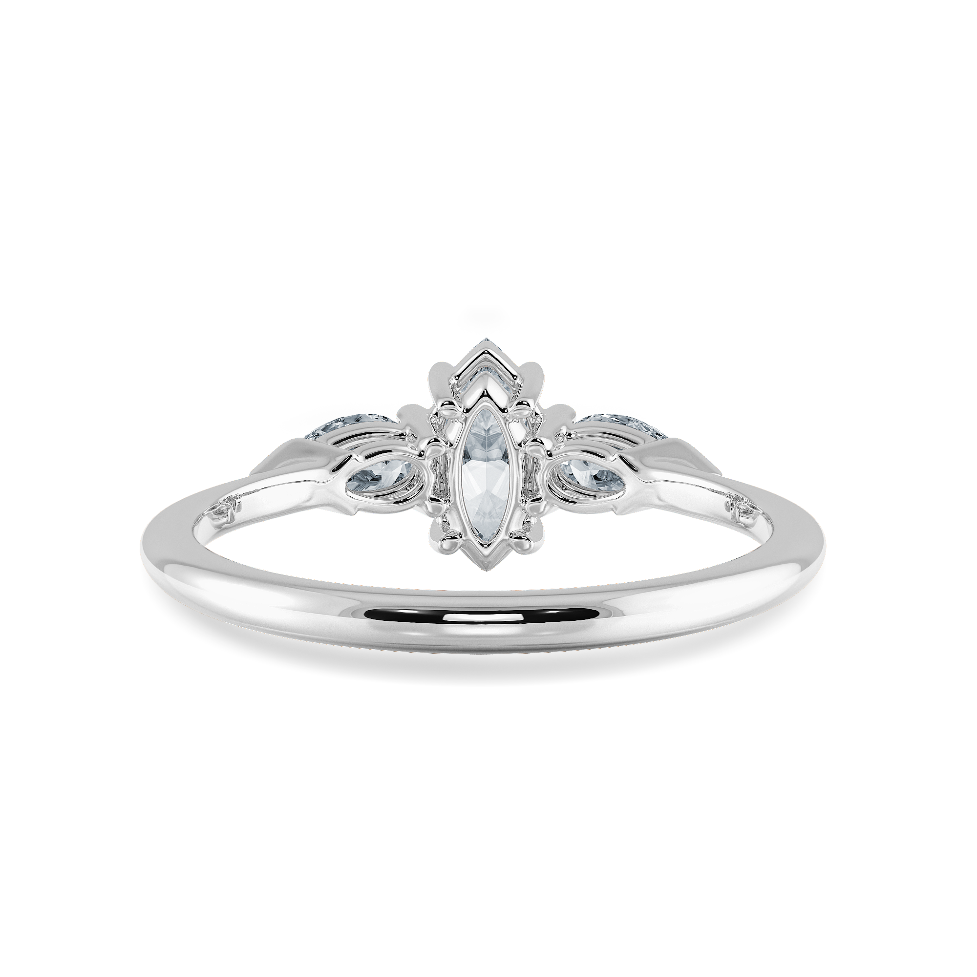 0.30cts Marquise Cut Solitaire with Pear Cut Diamond Accents Platinum Ring JL PT 1208   Jewelove.US
