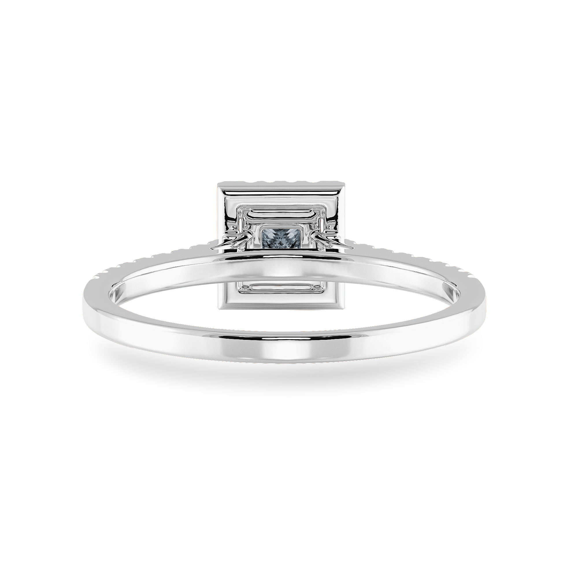 0.30cts Princess Cut Solitaire Diamond Square Halo Shank Platinum Ring JL PT 1194   Jewelove.US