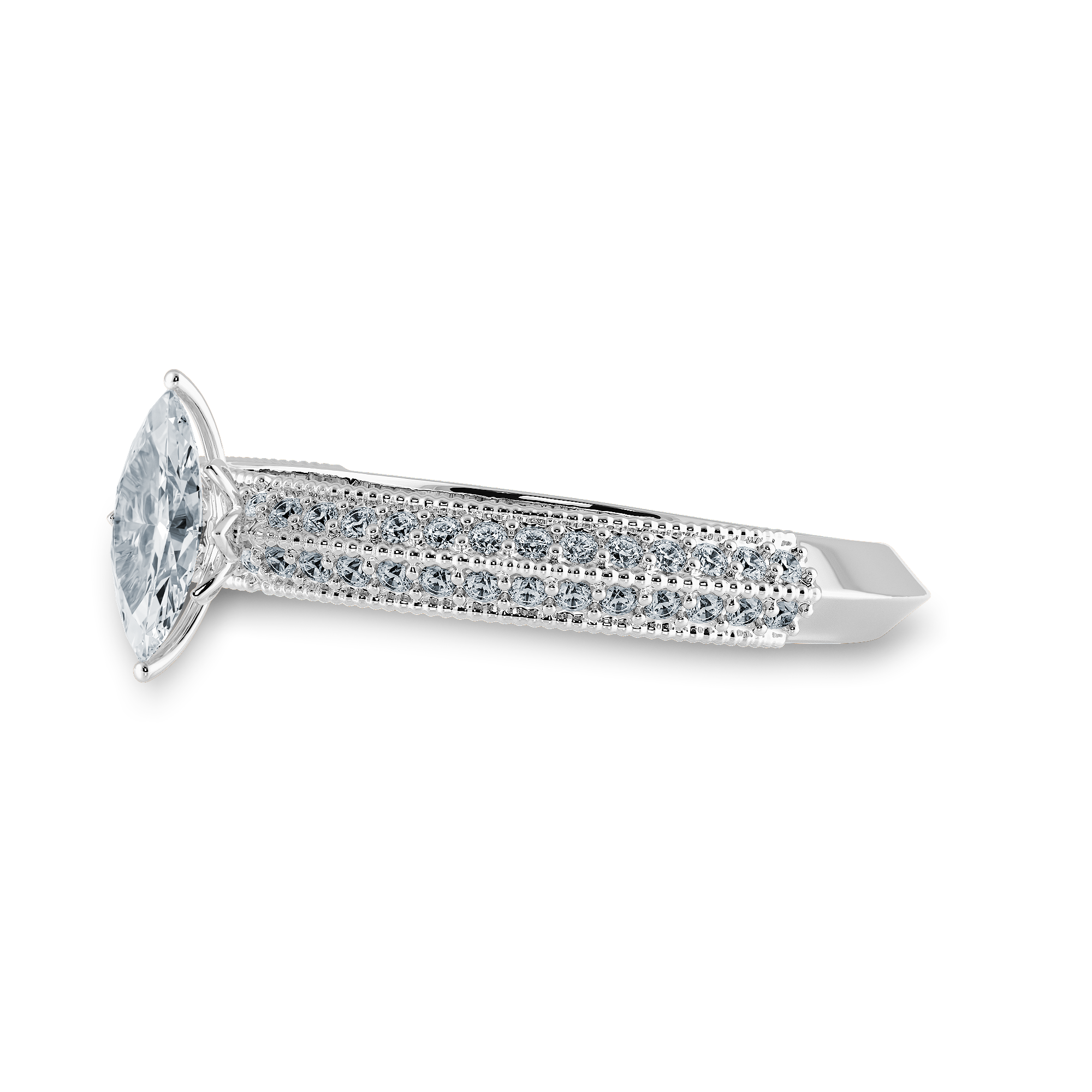 0.30cts Marquise Cut Solitaire Diamond Split Shank Platinum Ring JL PT 1192   Jewelove.US
