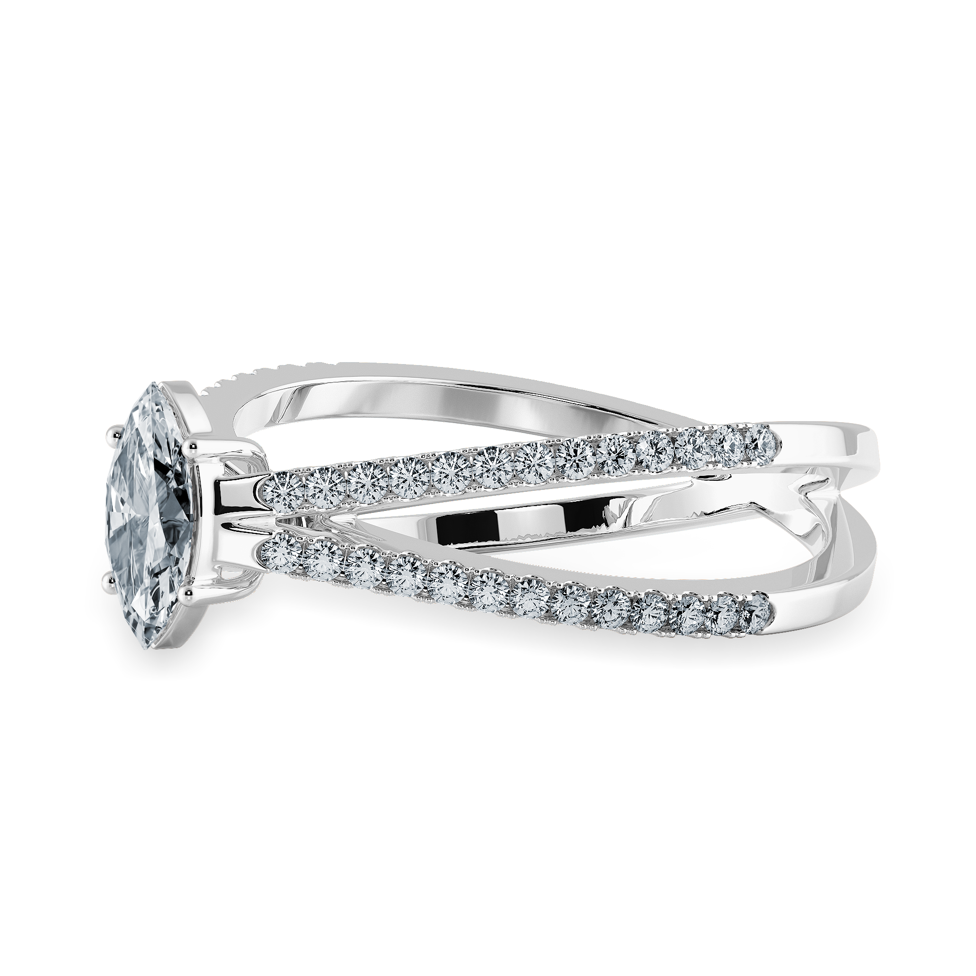70-Pointer Marquise Cut Solitaire Diamond Split Shank Platinum Ring JL PT 1176-B   Jewelove.US