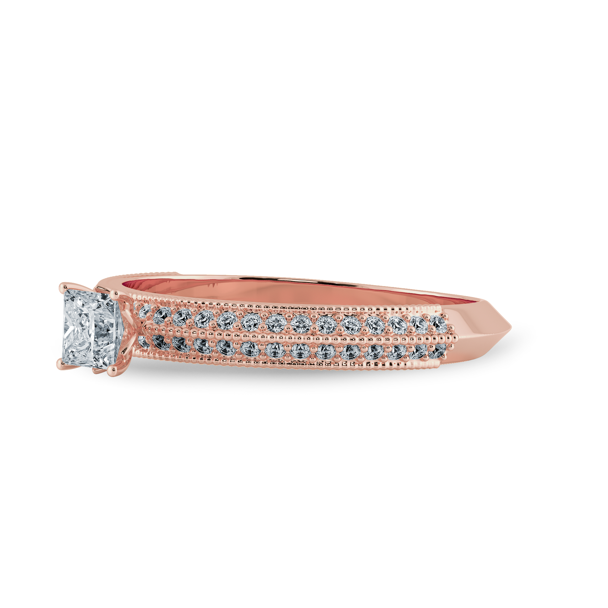 0.50cts. Princess Cut Solitaire Diamond Split Shank 18K Rose Gold Ring JL AU 1186R-A   Jewelove.US