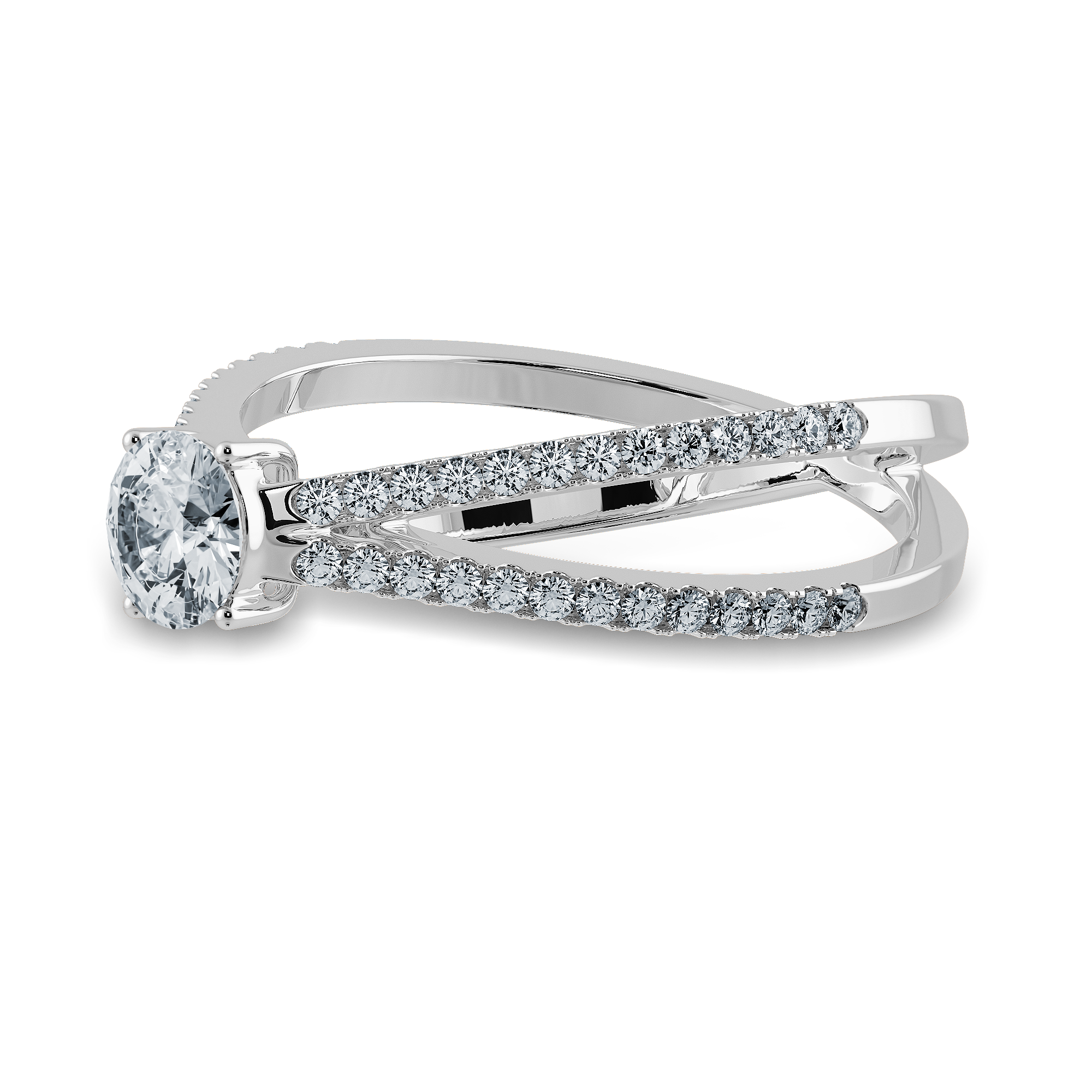 50-Pointer Solitaire Diamond Split Shank Platinum Ring JL PT 1169-A   Jewelove.US