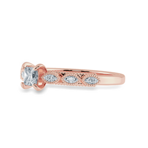 0.20cts. Princess Cut Solitaire with Marquise Diamond Accents 18K Rose Gold Ring JL AU 2012R-C   Jewelove.US