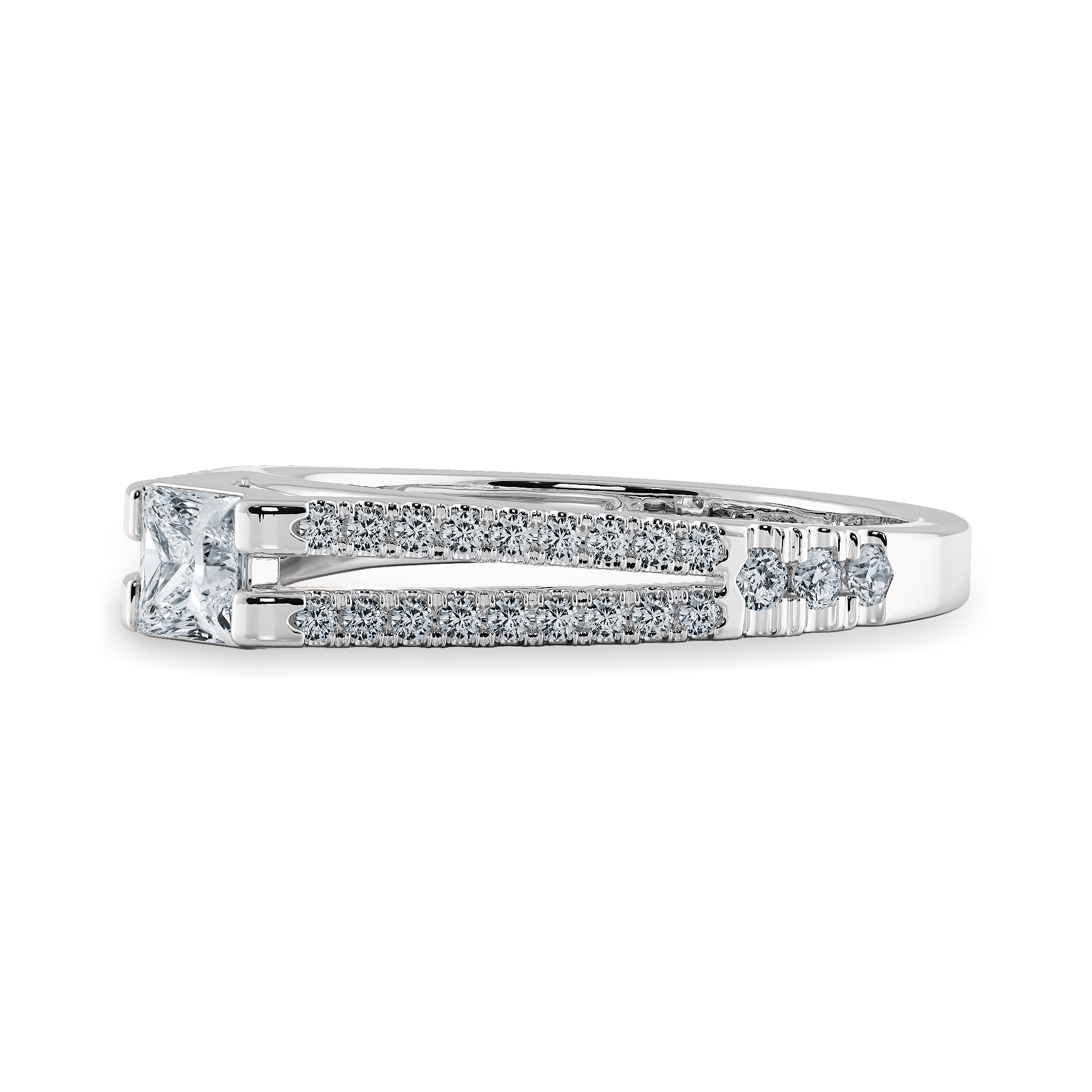 0.70cts Princess Cut Solitaire Diamond Split Shank Platinum Ring JL PT 1178-C   Jewelove.US