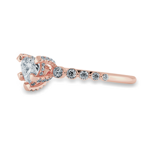 0.50cts. Heart Cut Solitaire Halo Diamond Accents 18K Rose Gold Ring JL AU 2007R-A   Jewelove.US