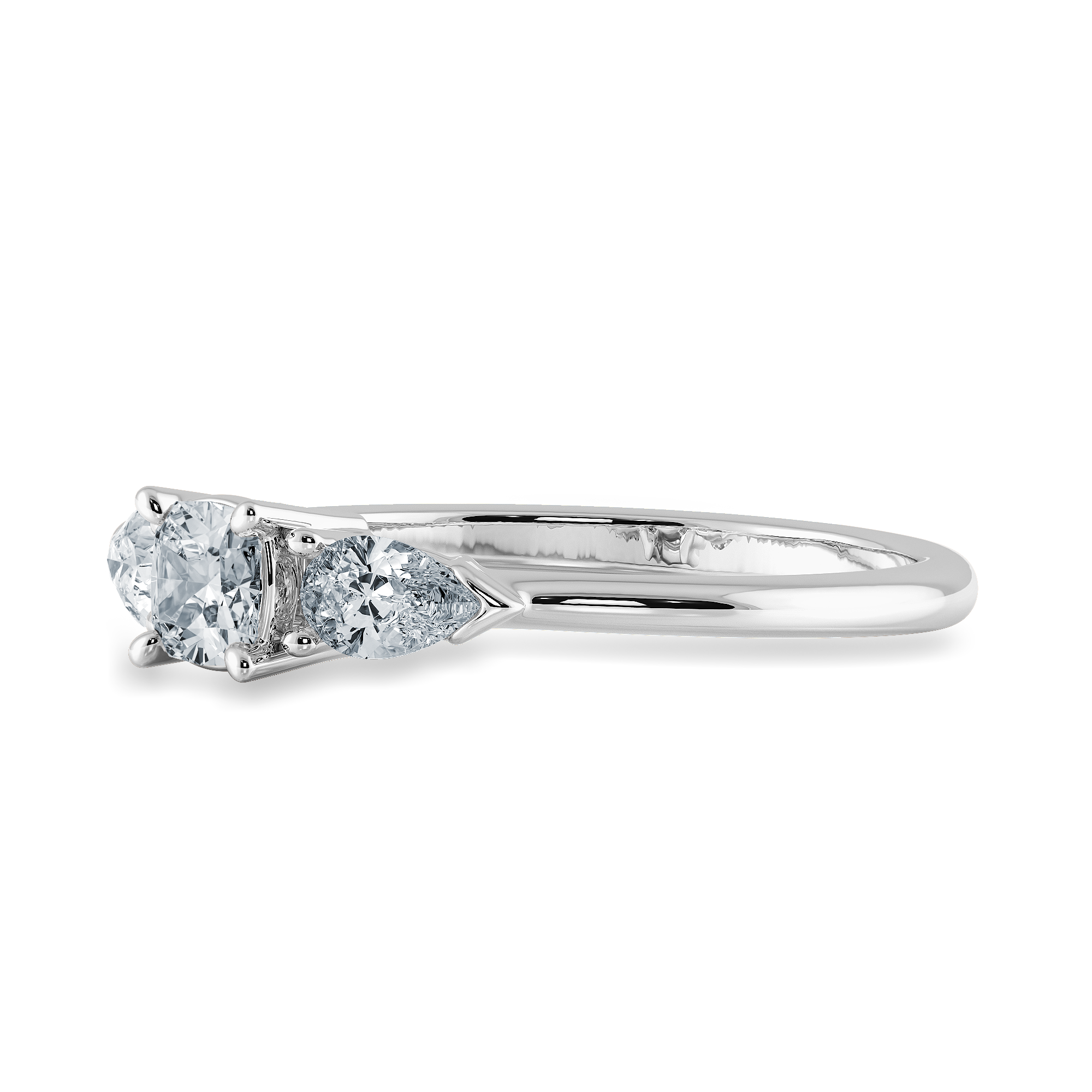 0.50cts. Cushion Cut Solitaire with Pear Cut Diamond Accents Platinum Engagement Ring JL PT 1203-A   Jewelove.US