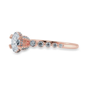 0.30 cts. Oval Cut Solitaire Halo Diamond Accents 18K Rose Gold Ring JL AU 2008R   Jewelove.US