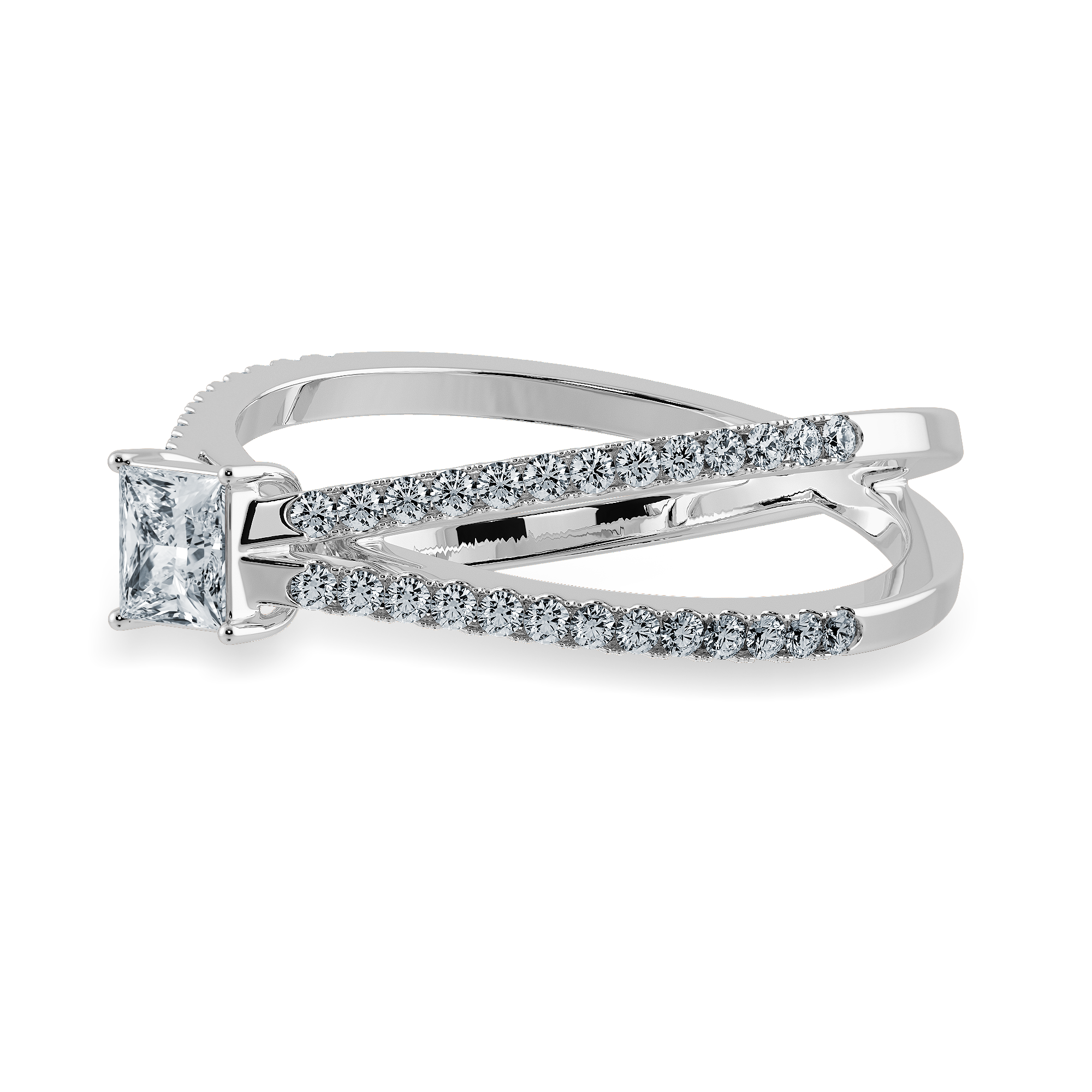 50-Pointer Princess Cut Solitaire Diamond Split Shank Platinum Ring JL PT 1170-A   Jewelove.US
