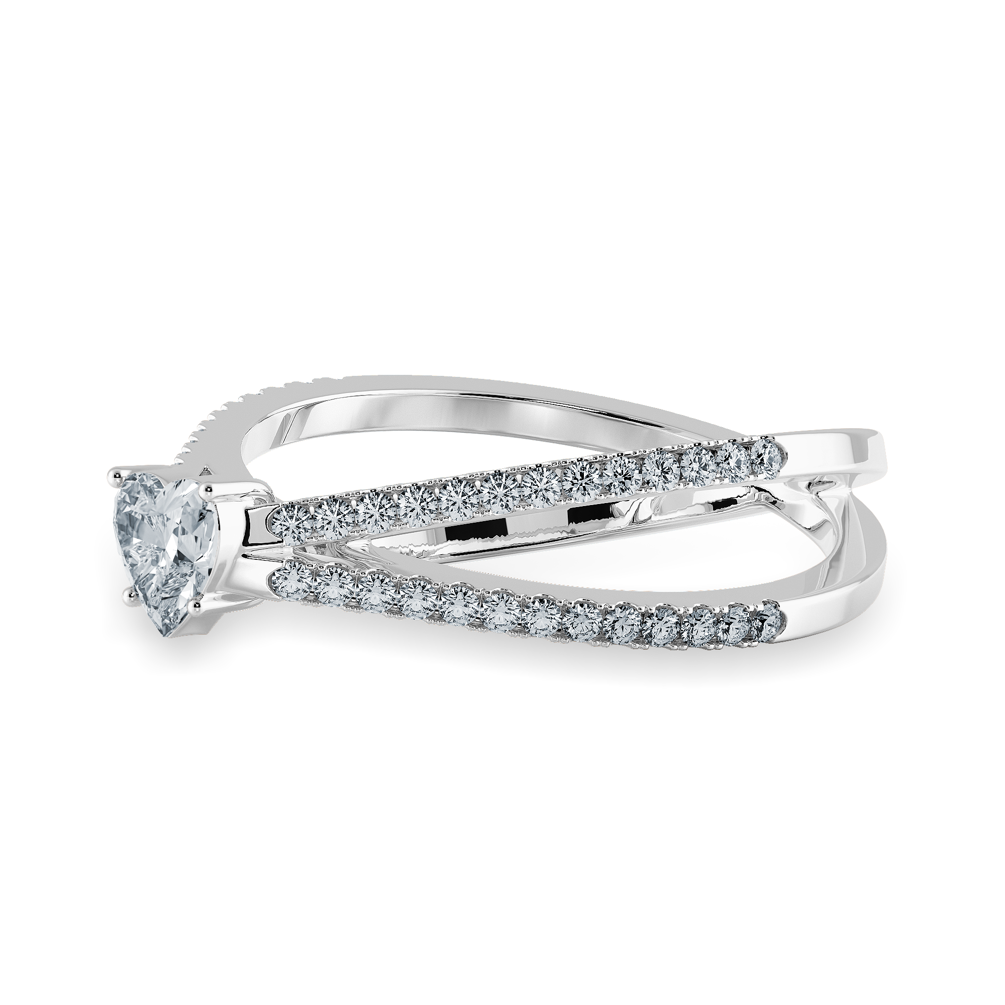 70- Pointer Heart Cut Solitaire Diamond Split Shank Platinum Ring JL PT 1173-B   Jewelove.US