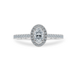 Load image into Gallery viewer, 0.30cts Oval Cut Solitaire Halo Diamond Shank Platinum Ring JL PT 1199   Jewelove.US
