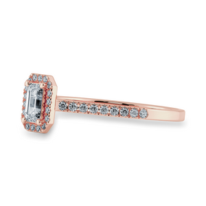 0.30cts. Emerald Cut Solitaire Halo Diamond Shank 18K Rose Gold Ring JL AU 1197R   Jewelove.US