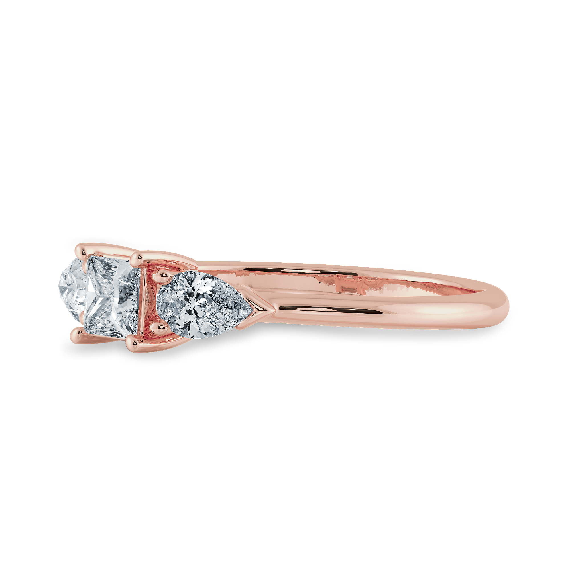 0.20cts. Princess Cut Solitaire with Pear Cut Diamond Diamond 18K Rose Gold Ring JL AU 2021R-C   Jewelove.US