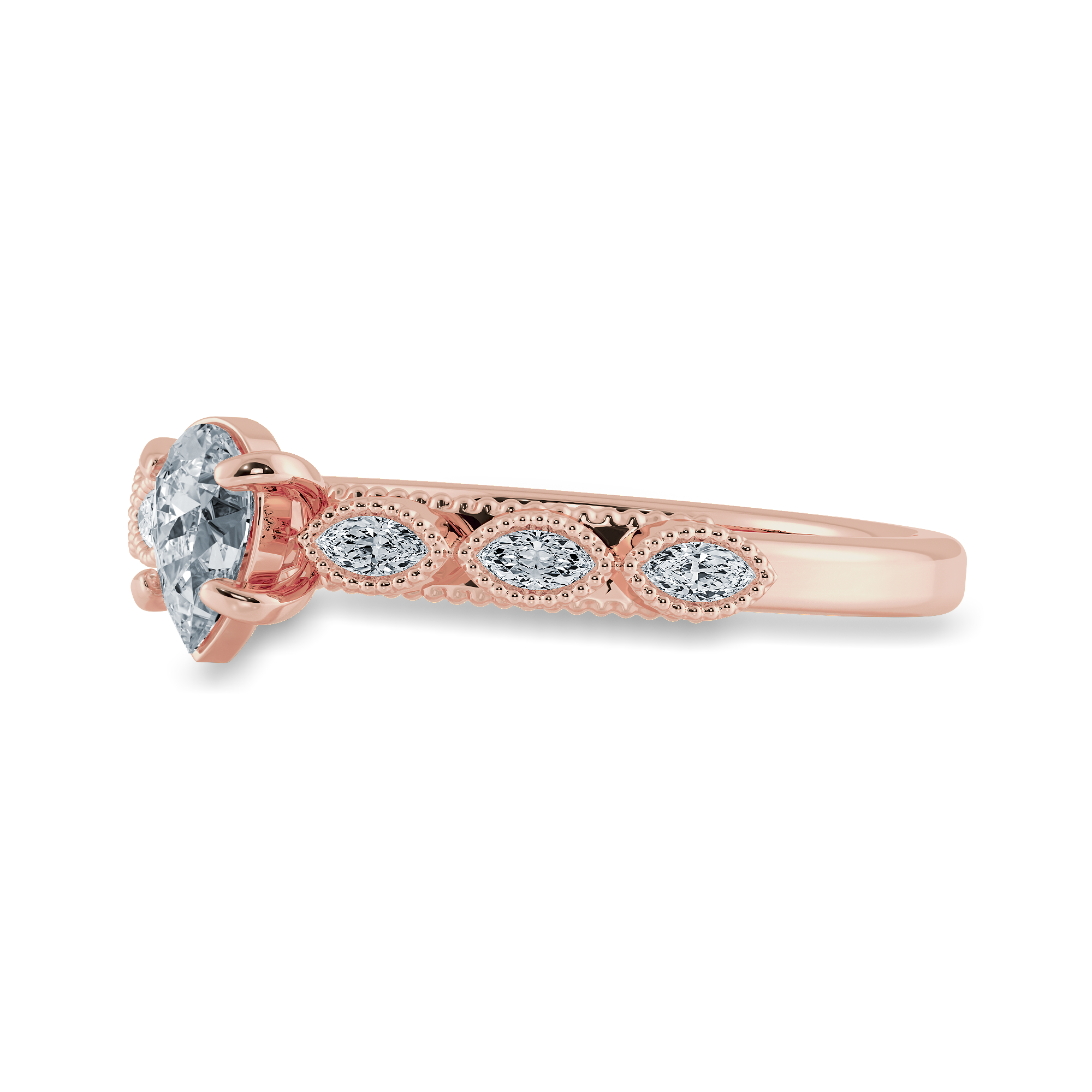 0.70cts. Pear Cut Solitaire with Marquise Cut Diamond Accents 18K Rose Gold Ring JL AU 2018R-B   Jewelove.US