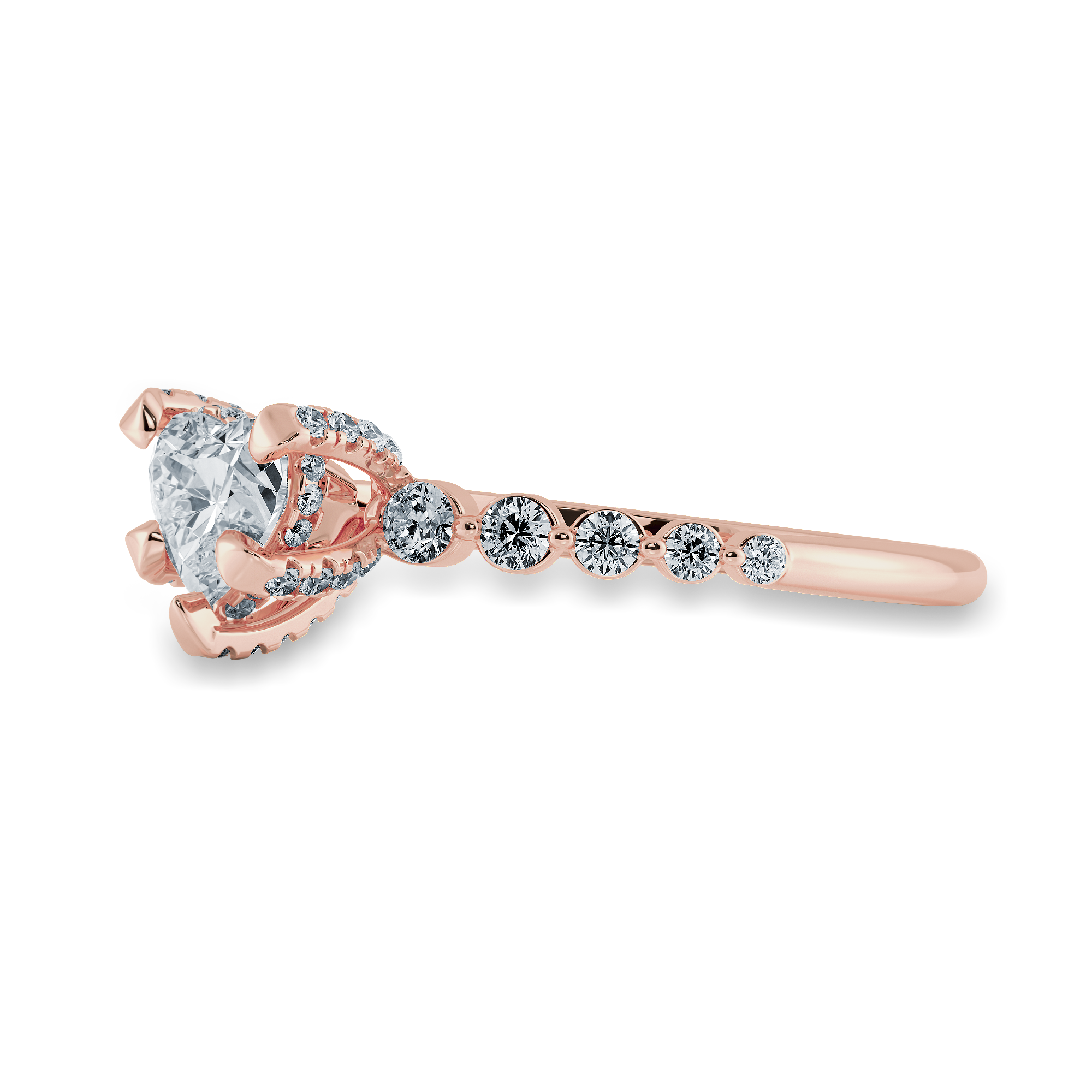 0.30cts. Heart Cut Solitaire Halo Diamond Accents 18K Rose Gold Ring JL AU 2007R   Jewelove.US