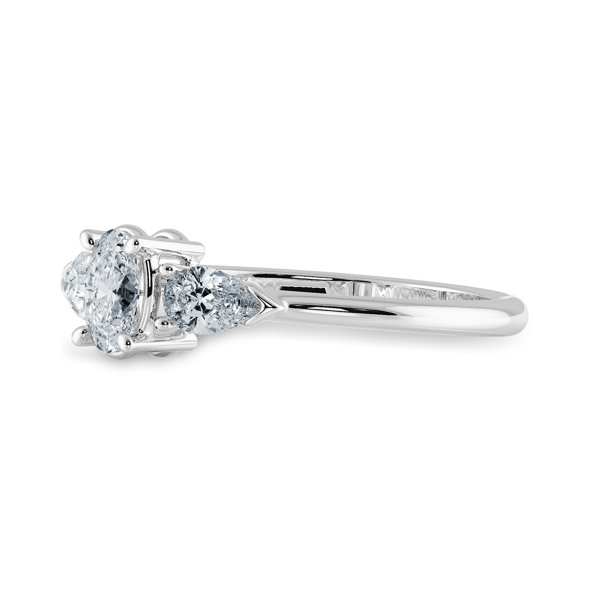 0.70cts Oval Cut Solitaire with Pear Diamond Accents Platinum Ring JL PT 1206-B   Jewelove.US