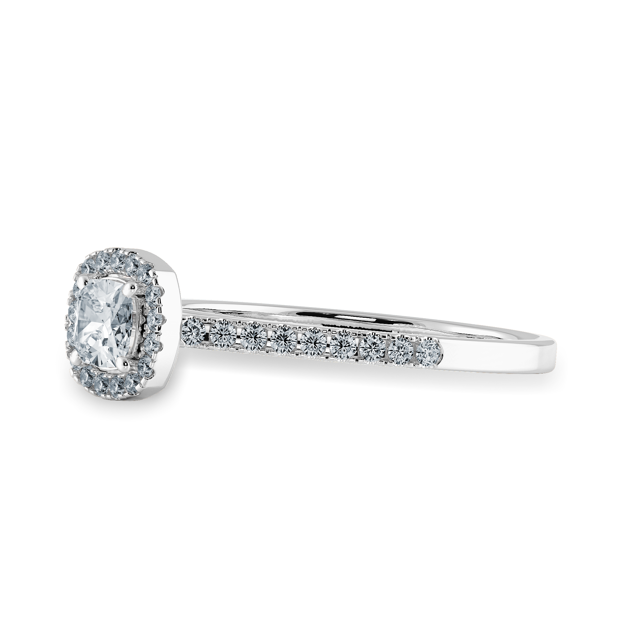 0.30cts. Cushion Cut Solitaire Diamond Halo Shank Platinum Engagement Ring JL PT 1195-B   Jewelove.US