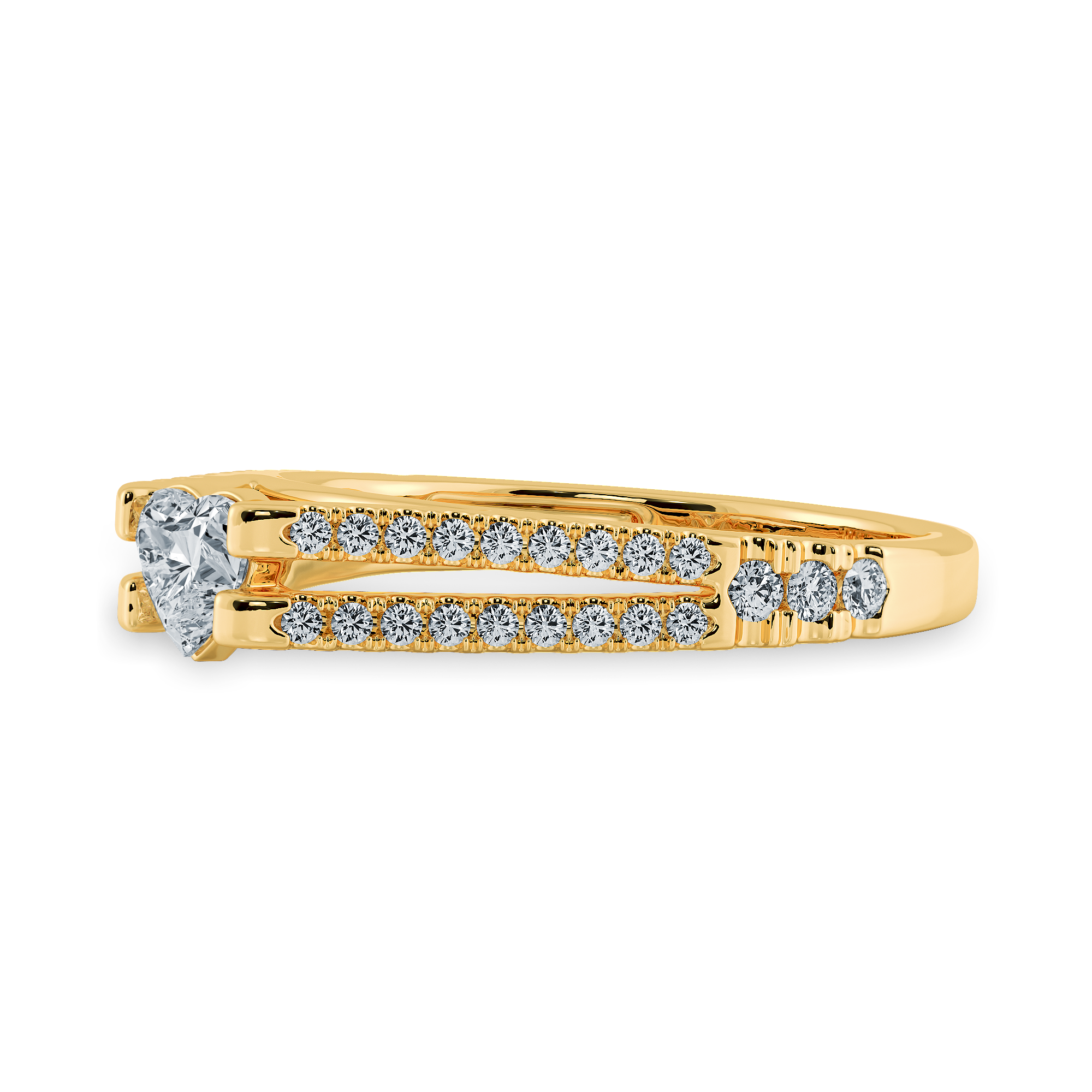 0.30cts. Heart Cut Solitaire Diamond Split Shank 18K Yellow Gold Ring JL AU 1181Y   Jewelove.US