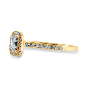 0.30cts. Emerald Cut Solitaire Halo Diamond Shank 18K Yellow Gold Ring JL AU 1197Y   Jewelove.US