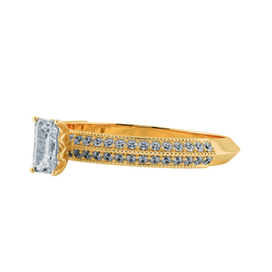 0.30cts. Emerald Cut Solitaire Diamond Split Shank 18K Yellow Gold Ring JL AU 1188Y   Jewelove.US