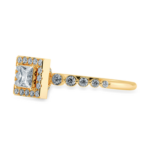 0.20cts. Princess Cut Solitaire Halo Diamond Accents 18K Yellow Gold Ring JL AU 2003Y-C   Jewelove.US