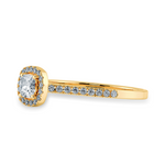 Load image into Gallery viewer, 0.50cts. Cushion Cut Solitaire Halo Diamond Shank 18K Yellow Gold Ring JL AU 1195Y   Jewelove.US
