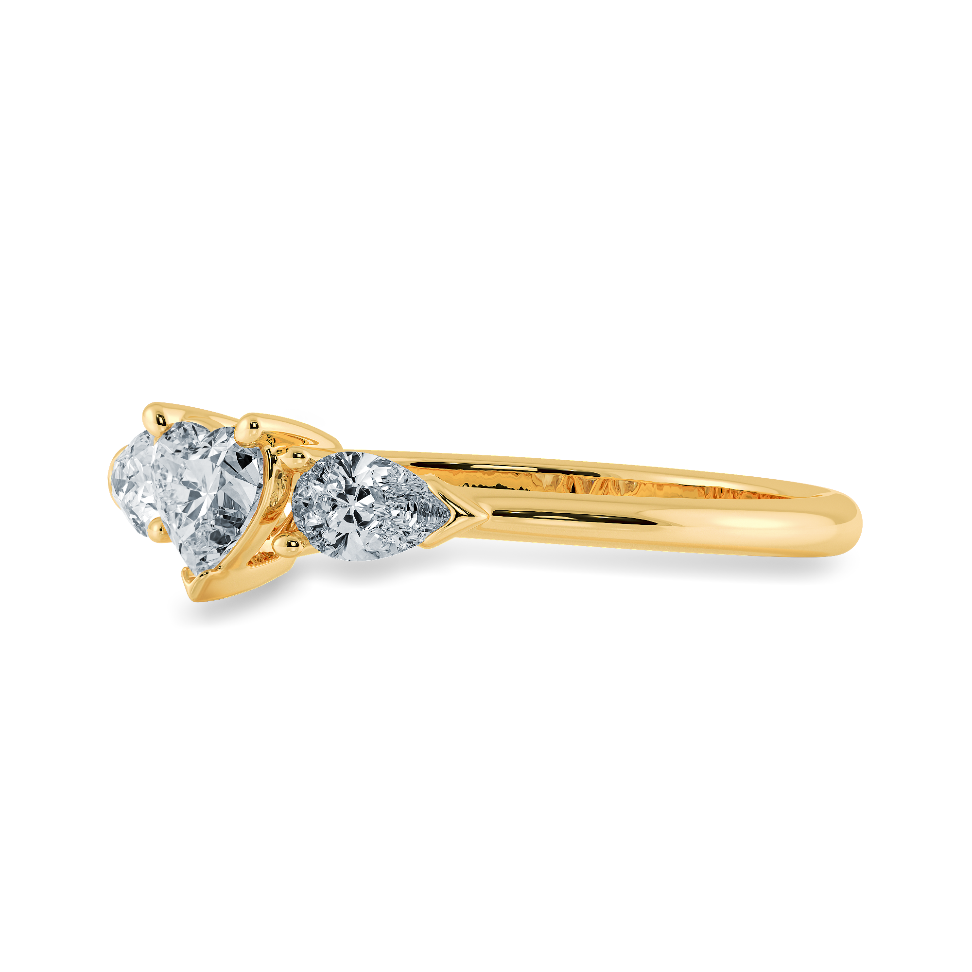 0.70cts. Heart Cut Solitaire with Pear Cut Diamond Accents 18K Yellow Gold Ring JL AU 1205Y-B   Jewelove.US