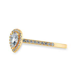 0.30cts. Pear Cut Solitaire Halo Diamond Shank 18K Yellow Gold Ring JL AU 1200Y   Jewelove.US