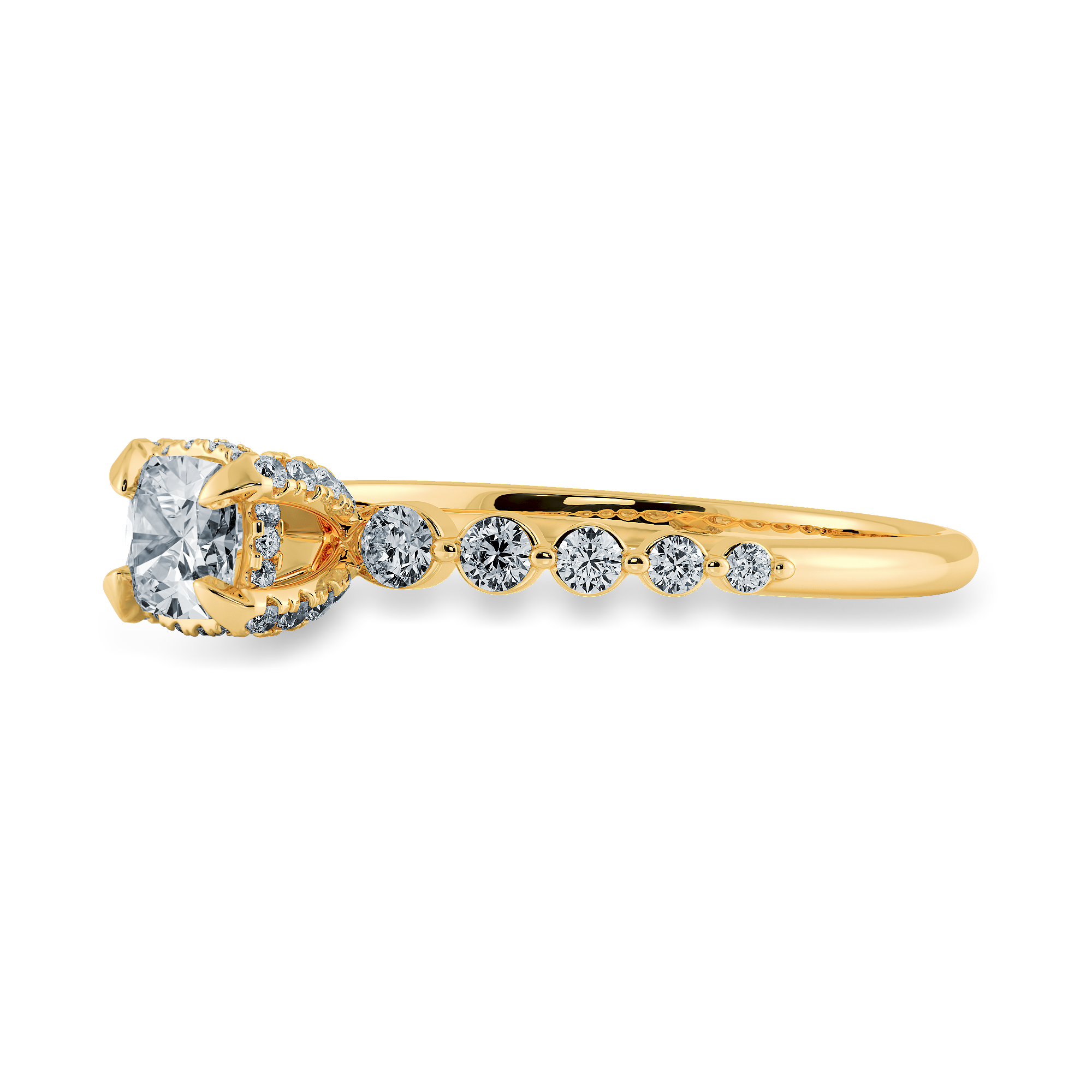 0.30cts. Cushion Cut Solitaire Halo Diamond Accents 18K Yellow Gold Ring JL AU 2005Y   Jewelove.US