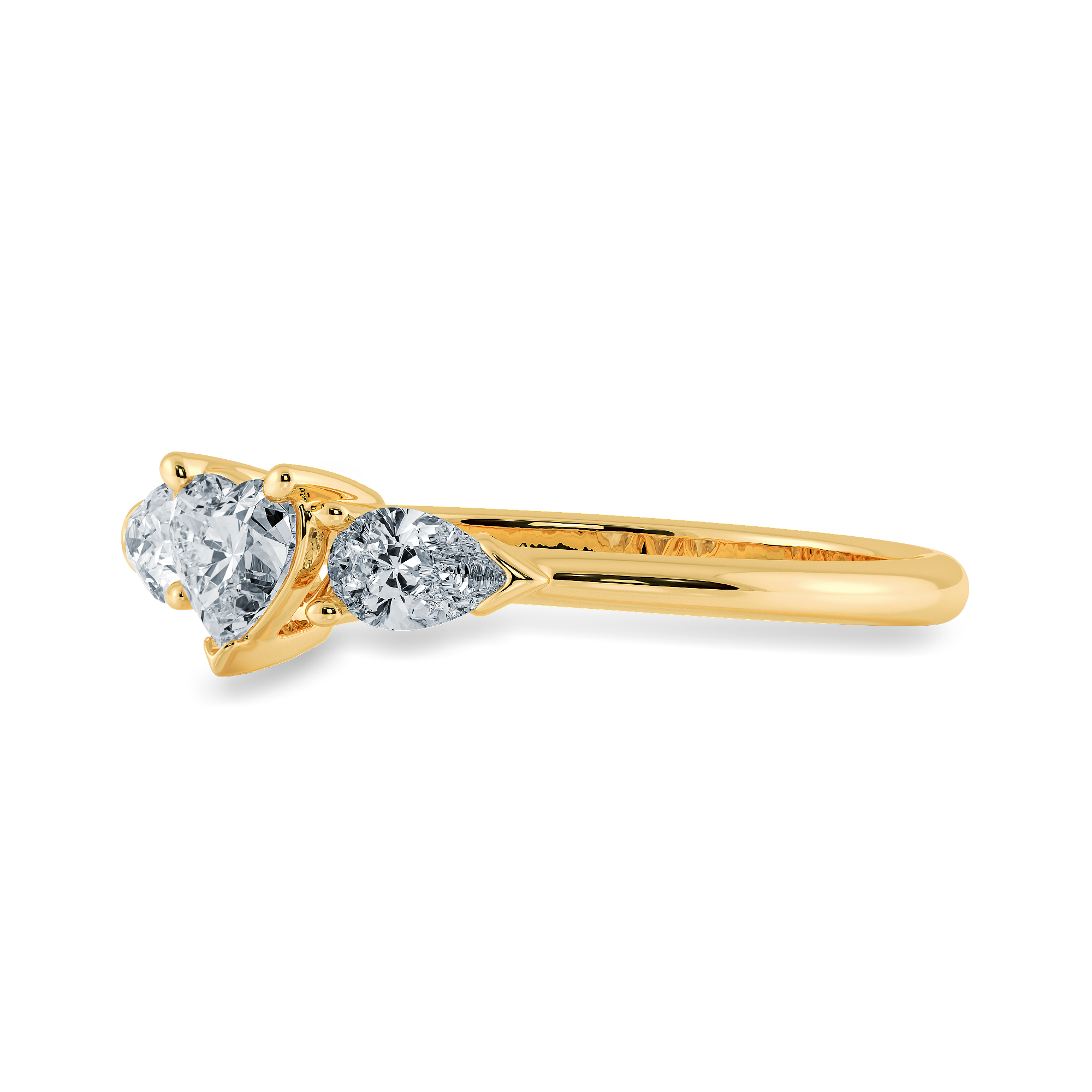 0.50cts. Heart Cut Solitaire with Pear Cut Diamond Accents 18K Yellow Gold Ring JL AU 1205Y-A   Jewelove.US