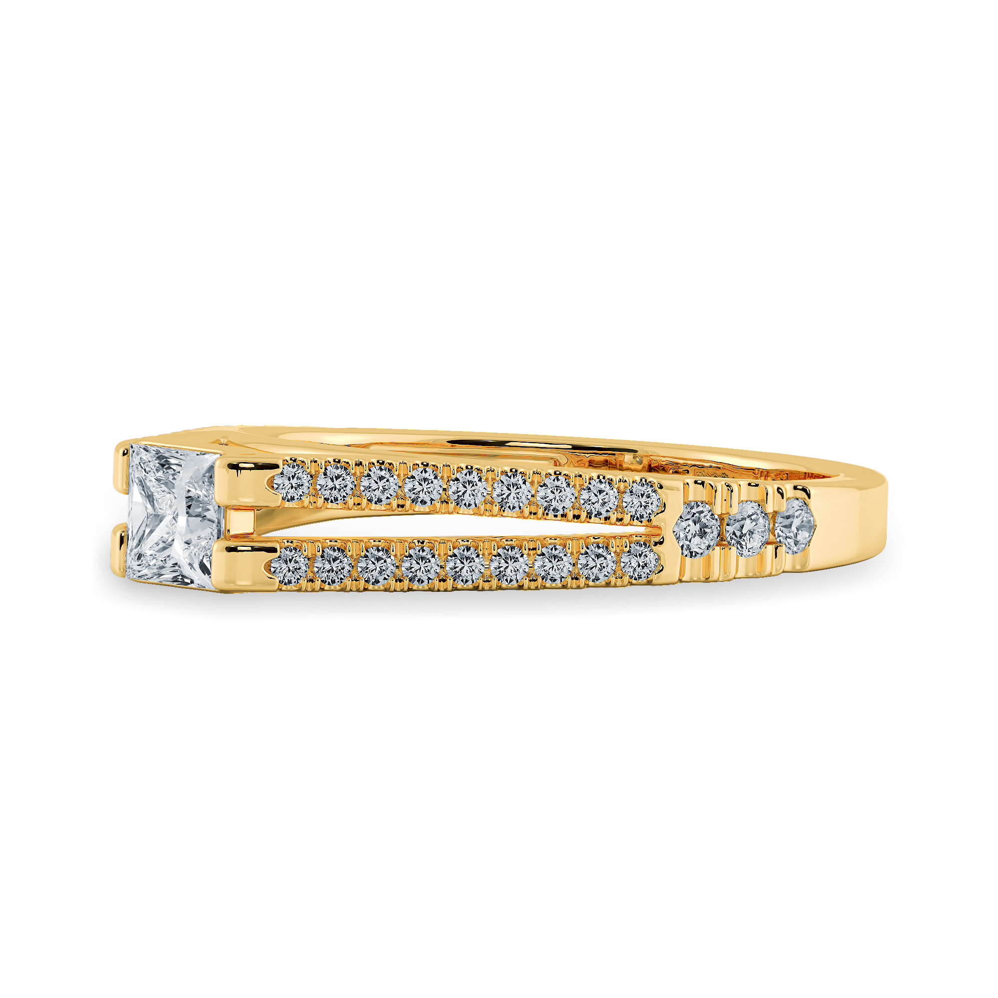 0.50cts. Princess Cut Solitaire Diamond Split Shank 18K Yellow Gold Ring JL AU 1178Y-B   Jewelove.US